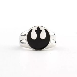 Star Wars Black Enamel and Silver Round Resistance Ring Size 9
